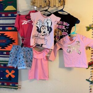 Bundle of Girls 3T Little Lass gold butterfly with floral pattern Long Sleeve Sh